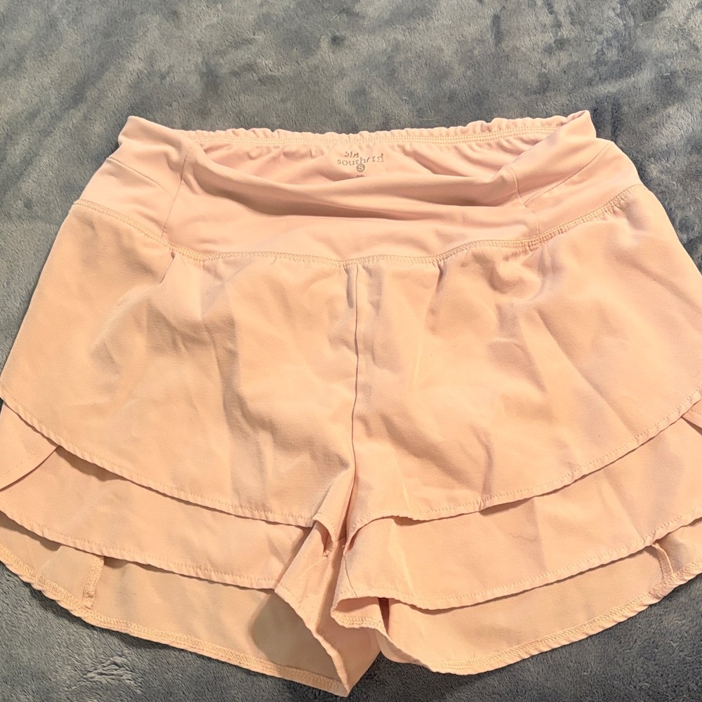 Simply Southern Light Pink Layered Athletic Shorts